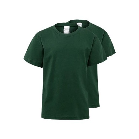 T-Shirt Criança Algodão 155g Verde Garrafa Tam 3/4 Pack2
