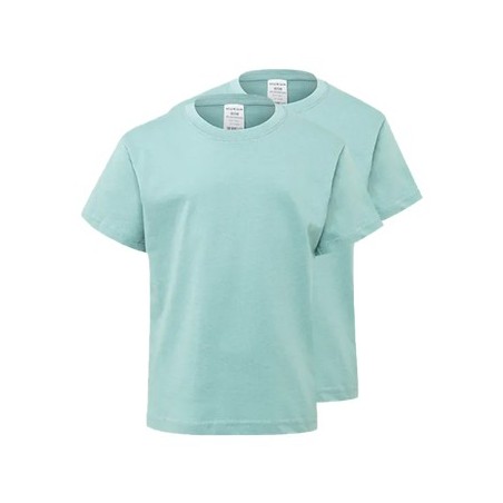 T-Shirt Criança Algodão 155g Verde Pastel Tam 12/14 Pack 2un