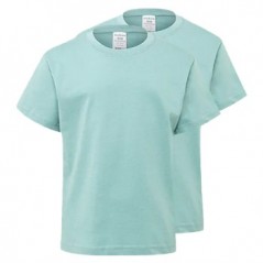 T-Shirt Criança Algodão 155g Verde Pastel Tam 5/6 Pack 2un
