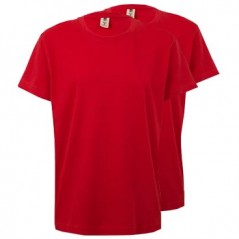 T-Shirt Criança Algodão 155g Vermelho Tamanho 12/14 Pack 2un