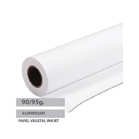 Papel Vegetal InkJet 90/95gr 610mmx50mts Pack 1 Rolo