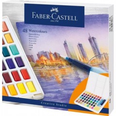 Conjunto Aguarelas 48 Cores Pincel Água+Paleta Faber-Castell