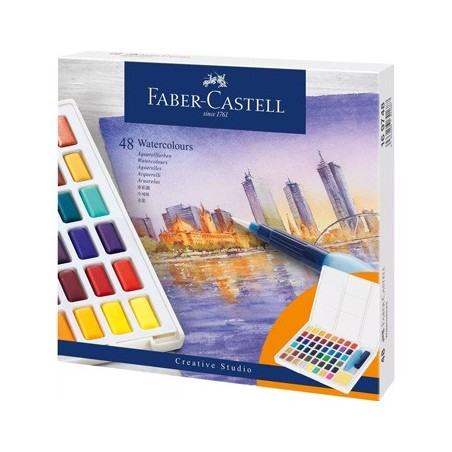 Conjunto Aguarelas 48 Cores Pincel Água+Paleta Faber-Castell