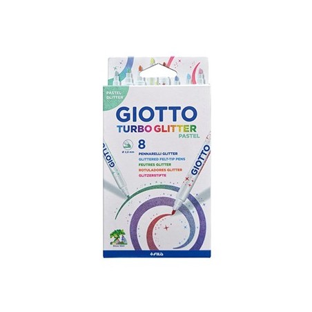 Marcador Feltro Giotto Turbo Glitter Pastel 8 Cores