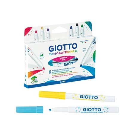 Marcador Feltro Giotto Turbo Maxi Glitter 6 Cores