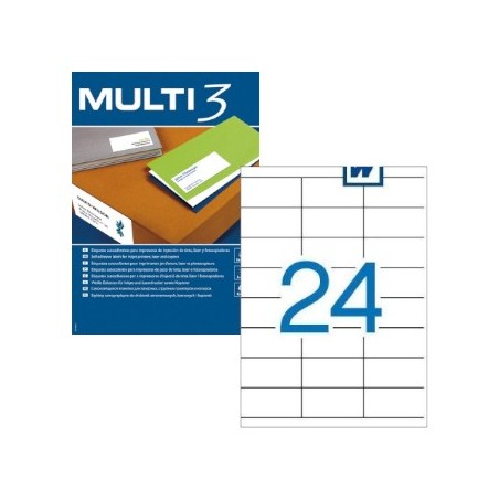 Etiquetas 070x036mm 100Fls A4 Multi3 2400un