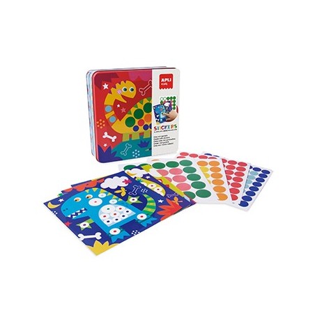 Jogo Autocolantes Dinossauros Cx Metal 8 Folhas