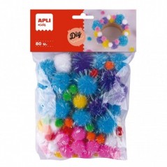 Pom Pom Glitter Apli Cores Sortidas 80un