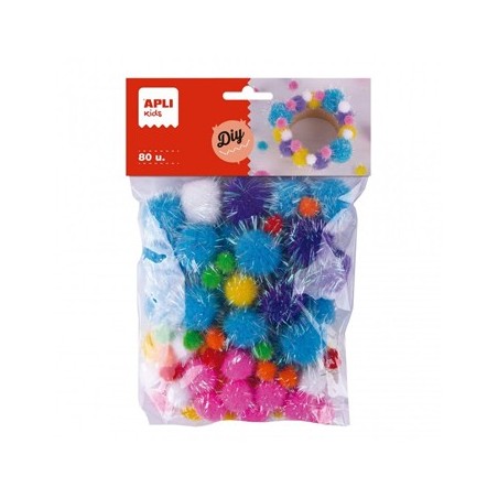 Pom Pom Glitter Apli Cores Sortidas 80un