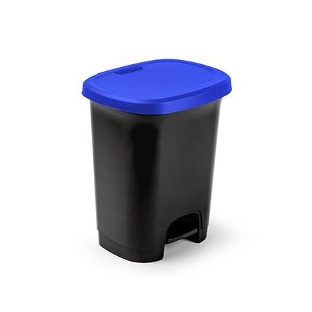 Contentor 27L Plástico c/Pedal Preto c/Tampa Azul