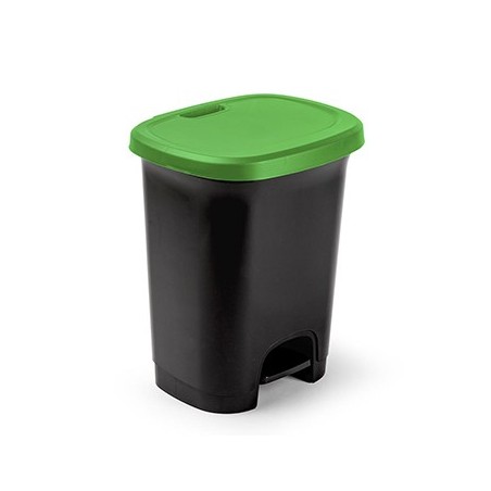 Contentor 27L Plástico c/Pedal Preto c/Tampa Verde
