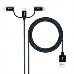 Cabo USB-A para Type-C / Lightning / micro-USB 1m