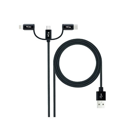 Cabo USB-A para Type-C / Lightning / micro-USB 1m