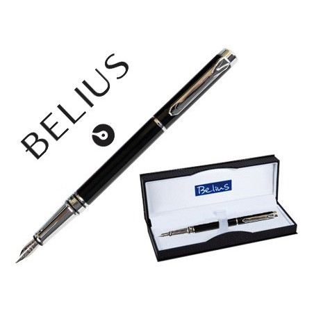 CANETA BELIUS NUREMBERG PRETO TINTA AZUL EM ESTOJO