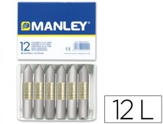 LAPIS CERA MANLEY 12 UNIDADES PRATEADO