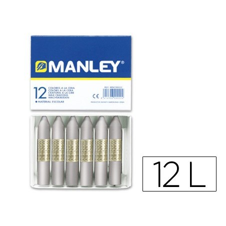 LAPIS CERA MANLEY 12 UNIDADES PRATEADO