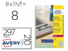 ETIQUETA ADESIVA AVERY POLIESTER PRATA 210X297 MM LASER PACK