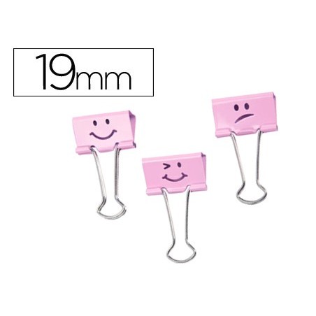 PINZA METALICA RAPESCO REVERSIBLE 19 MM EMOJIS ROSA