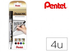 MARCADOR PENTEL MW85 QUADROS BRANCOS EM BLISTER DE 4 UNIDADE