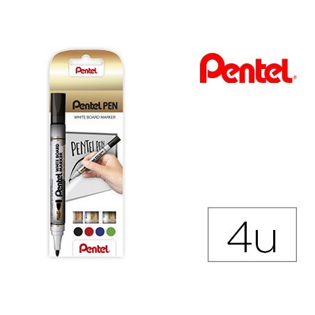 MARCADOR PENTEL MW85 QUADROS BRANCOS EM BLISTER DE 4 UNIDADE