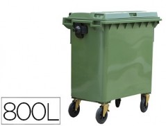 CONTENTOR DE PLASTICO COM TAMPA 800 L 4 RODAS COR VERDE 1360