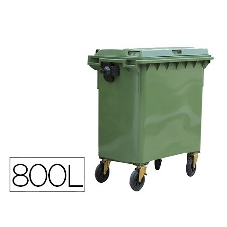 CONTENTOR DE PLASTICO COM TAMPA 800 L 4 RODAS COR VERDE 1360