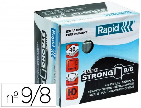 AGRAFES RAPID SUPER STRONG GALVANIZADOS Nº9/8 CAIXA DE 5000