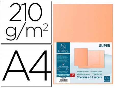 50un CLASSIFICADOR CARTOLINA COM 2 ABAS EXACOMPTA DIN A4 GAM