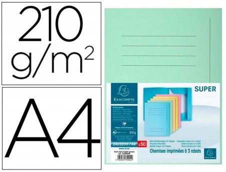 50un CLASSIFICADOR CARTOLINA COM 3 ABAS EXACOMPTA DIN A4 IMP