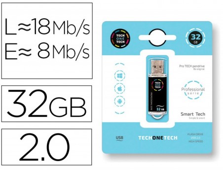 PEN DRIVE USB TECH ONE TECH SERIE PROFISSIONAL TECH PRETO 32