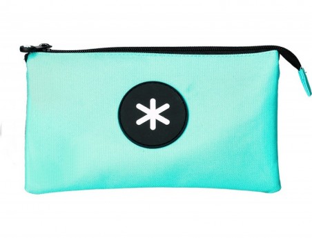 ESTOJO ESCOLAR ANTARTIK TRIPLO FECHO COR VERDE MENTA 220X30X