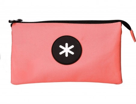 ESTOJO ESCOLAR ANTARTIK TRIPLO FECHO COR CORAL 220X30X120 MM