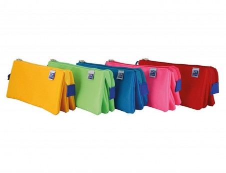 5un ESTOJO ESCOLAR OXFORD KANGOO KIDS TRIPLO CORES SORTIDAS