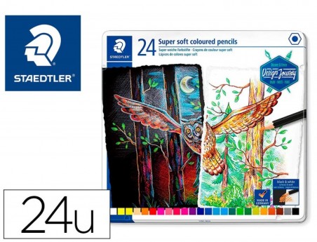 LAPIS DE COR STAEDTLER SUPER SOFT CAIXA METALICA DE 24 CORES