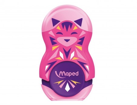 24un APARA LAPIS PLASTICO MAPED 1 USO COM BORACHA LOOPY MINI