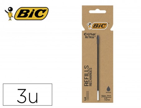 RECARGA ESFEROGRAFICA BIC CRISTAL RENEW COR PRETO BLISTER DE
