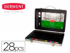 ESTOJO DE PINTURA DERWENT ACADEMY METALICO COM ASA LAPIS DE