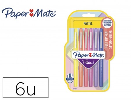 MARCADOR PAPER MATE FLAIR PASTEL PONTA DE FIBRA BLISTER DE 6