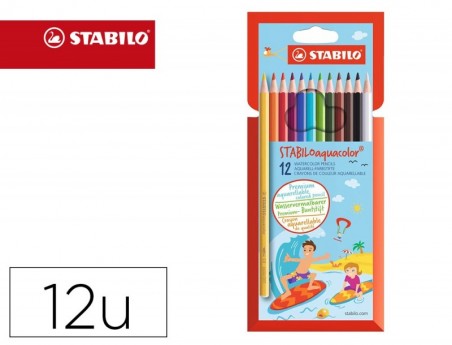 LAPIS DE COR STABILO AQUACOLOR AGUARELAVEIS ESTOJO CARTAO DE