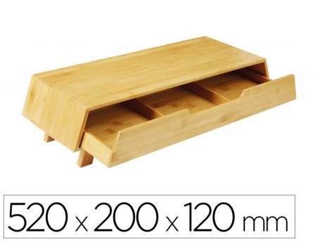SUPORTE PARA ECRA CEP BAMBU COM GAVETA TRES DEPARTAMENTOS 52