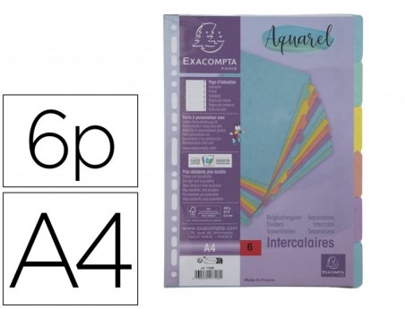 SEPARADOR EXACOMPTA AQUAREL CARTOLINA LUSTRADA CONJUNTO DE 6
