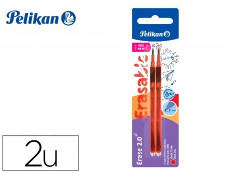 RECARGA ROLLER PELIKAN ERASE 2.0 COR VERMELHO BLISTER DE 2 U