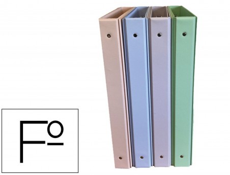 18un CARPETA DE 4 ANILLAS 25 MM SARO PVC COLORES PASTEL