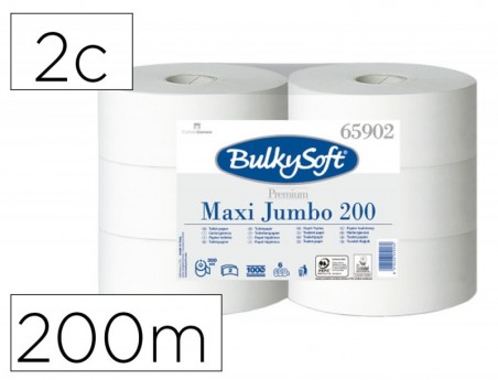 PAPEL HIGIENICO OFYHOSTEL BULKYSOFT LISO 2 CAPAS LONGITUD 20