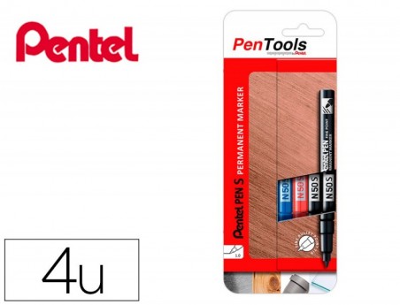 BLISTER MARCADOR PENTEL PENTOOLS PERMANENTE N50S PONTA DE 1