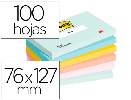 BLOCO DE NOTAS ADESIVAS BEACHSIDE 100% PEFC 76X127 MM 100 FO