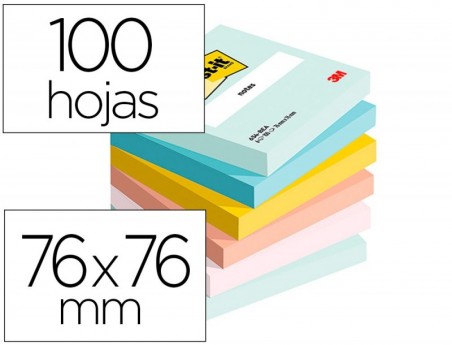 BLOCO DE NOTAS ADESIVAS BEACHSIDE 100% PEFC 76X76 MM 100 FOL
