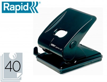 FURADOR RAPID SC40 PLASTICO CAPACIDADE 40 FOLHAS COR PRETO
