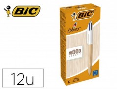 ESFEROGRAFICA BIC QUATRO CORES WOOD CAIXA DE 12 UNIDADES COR