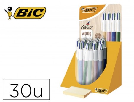 ESFEROGRAFICA BIC QUATRO CORES WOOD EXPOSITOR DE 30 UNIDADES